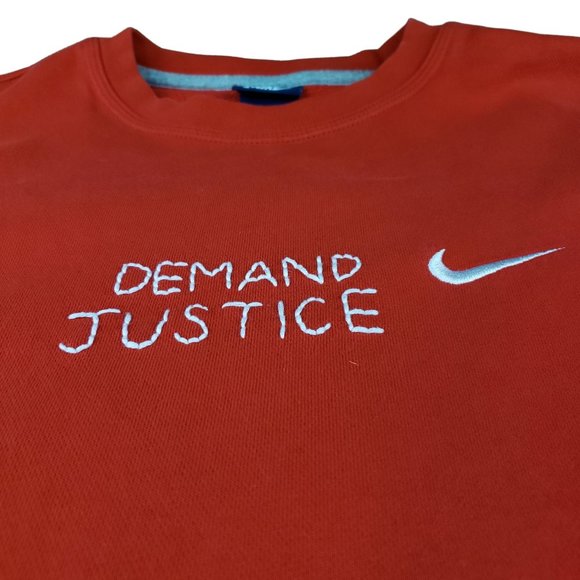 Nike Upcycle Demand Justice Red Sweatshirt Medium Activist Statement - Picture 3 of 8